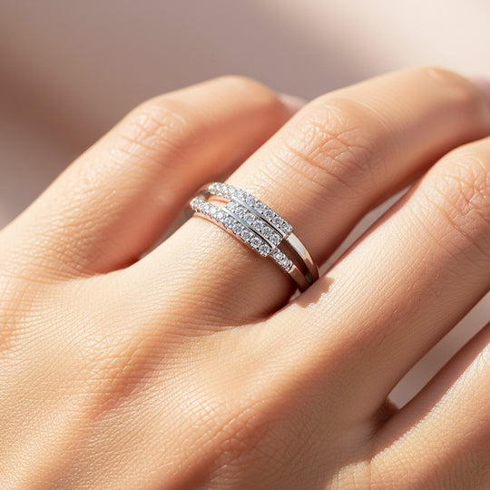 Triple Row Intertwined Band | Moissanite | 925 Sterling Silver | Prm7167 - Ring | Singapore Jewellery, Wedding Rings &amp; Gifts | Same Day Delivery | Tiara.com.sg