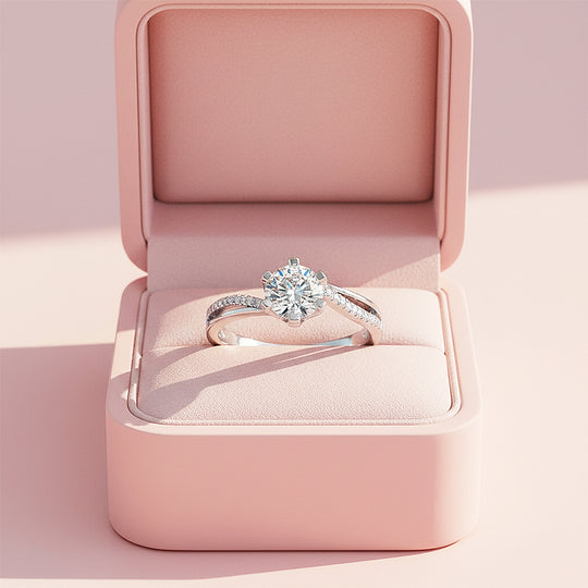 Twisted Bypass Round Solitaire Ring | 1.00ct | Moissanite | 925 Sterling Silver | Prm7171 - Ring | Singapore Jewellery, Wedding Rings &amp; Gifts | Same Day Delivery | Tiara.com.sg