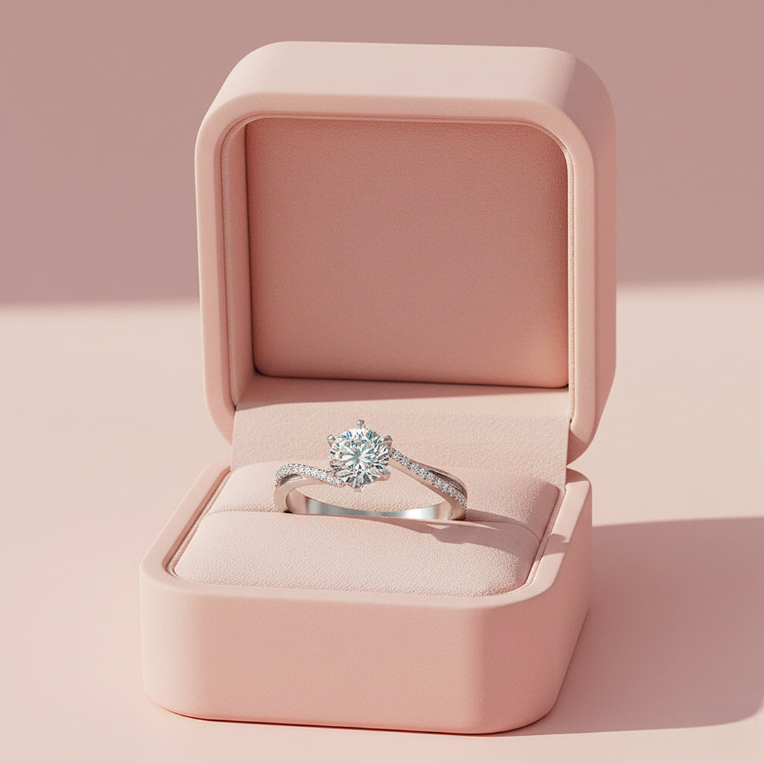 Twisted Bypass Round Solitaire Ring | 1.00ct | Moissanite | 925 Sterling Silver | Prm7171 - Ring | Singapore Jewellery, Wedding Rings &amp; Gifts | Same Day Delivery | Tiara.com.sg
