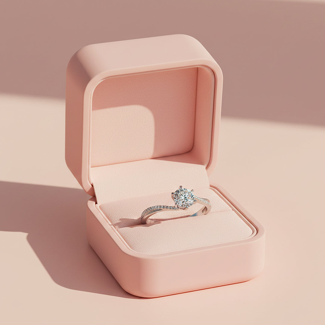 Twisted Bypass Round Solitaire Ring | 1.00ct | Moissanite | 925 Sterling Silver | Prm7171 - Ring | Singapore Jewellery, Wedding Rings &amp; Gifts | Same Day Delivery | Tiara.com.sg