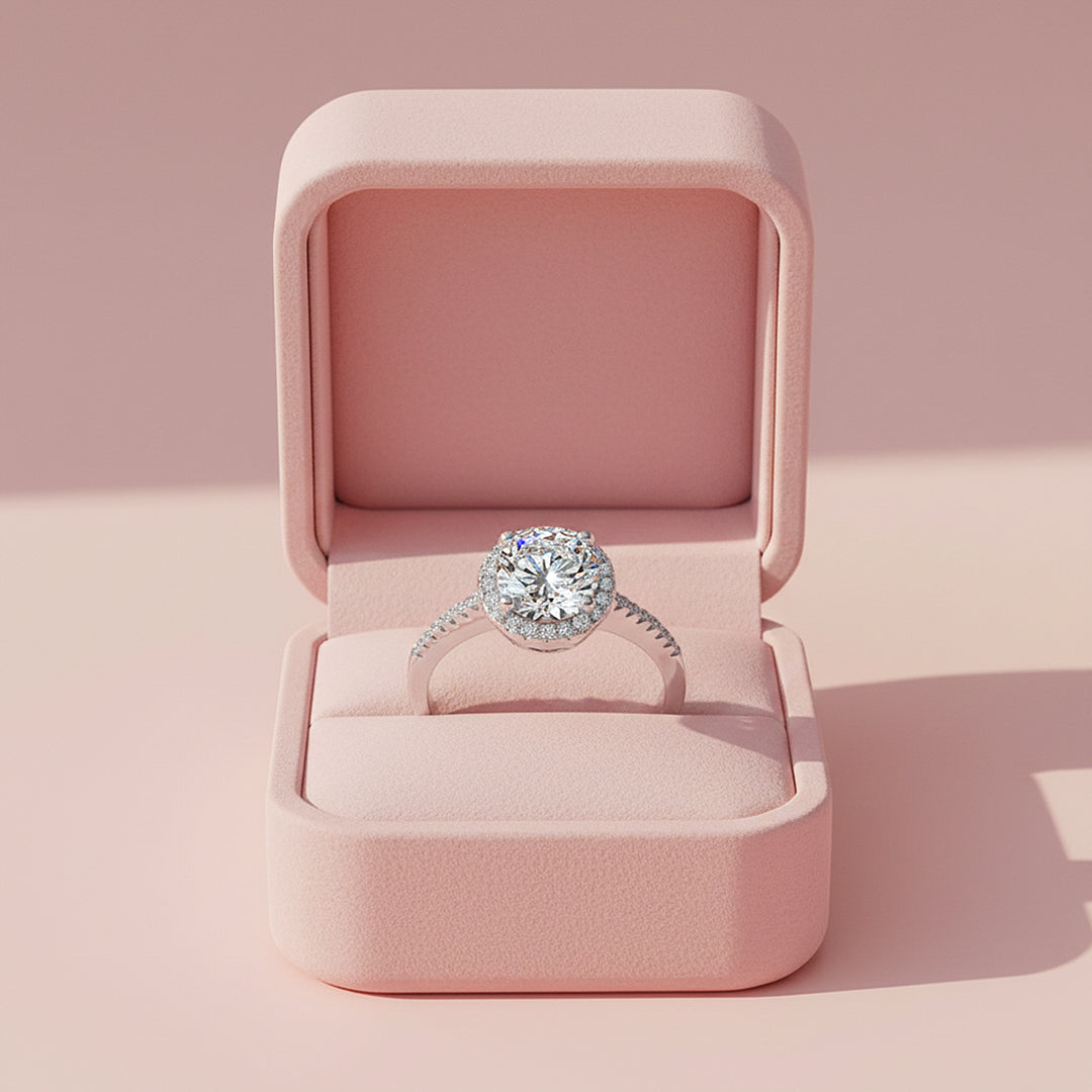 Round Classic Halo Solitaire Ring | Moissanite | 925 Sterling Silver | Prm7172 - Ring | Singapore Jewellery, Wedding Rings &amp; Gifts | Same Day Delivery | Tiara.com.sg