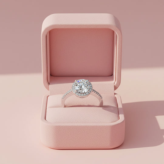 Round Classic Halo Solitaire Ring | Moissanite | 925 Sterling Silver | Prm7172 - Ring | Singapore Jewellery, Wedding Rings &amp; Gifts | Same Day Delivery | Tiara.com.sg