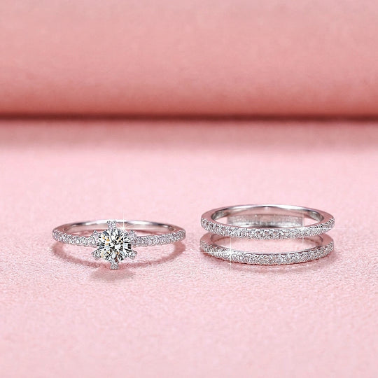 Triple Band Moissanite Bridal Ring | 925 Sterling Silver | PRM7174