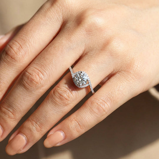 Halo Twist Solitaire Women Ring | 925 Sterling Silver | PRM7175