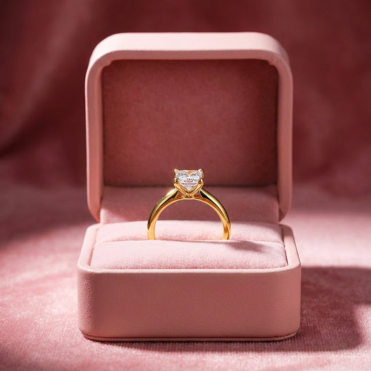 Princess Cut Moissanite Solitaire Gold Ring | 925 Sterling Silver | PRM7183