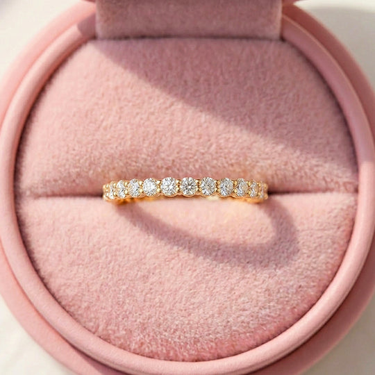 Moissanite Stackable Gold Band Ring | 925 Sterling Silver | PRM7185