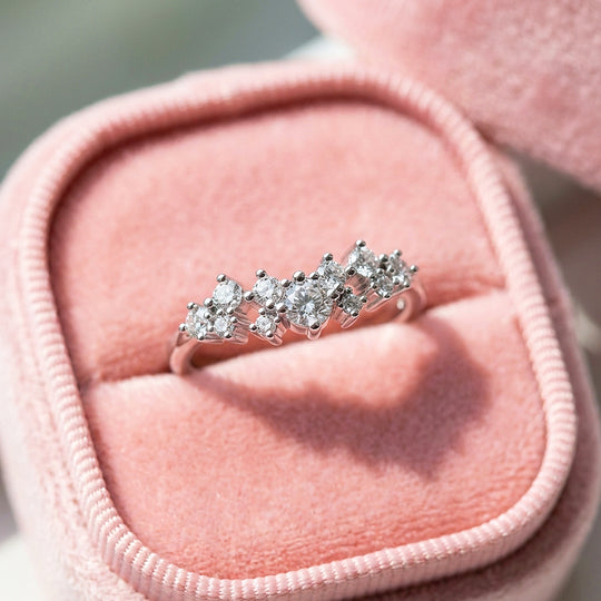 Celestial Cluster Moissanite Band Ring | 925 Sterling Silver | PRM7187