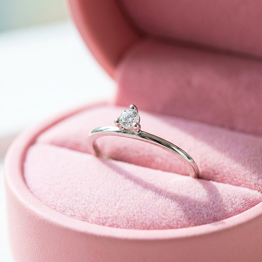 Dainty Moissanite Solitaire Ring | 925 Sterling Silver | PRM7190