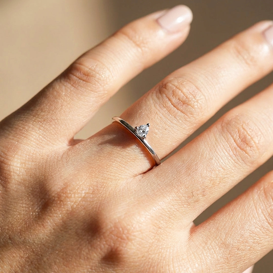 Dainty Moissanite Solitaire Ring | 925 Sterling Silver | PRM7190
