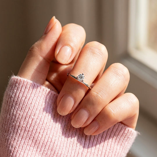 Dainty Moissanite Solitaire Ring | 925 Sterling Silver | PRM7190