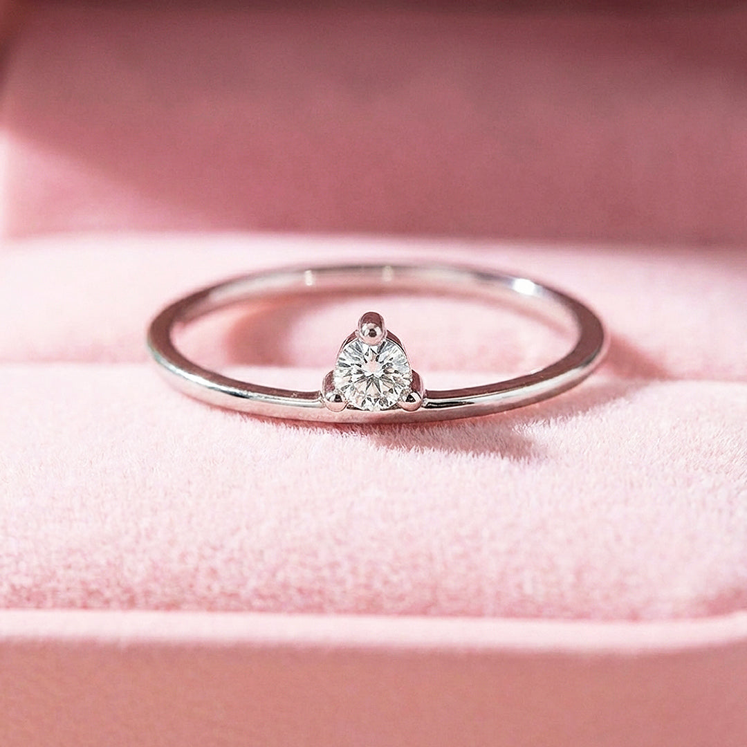Dainty Moissanite Solitaire Ring | 925 Sterling Silver | PRM7190
