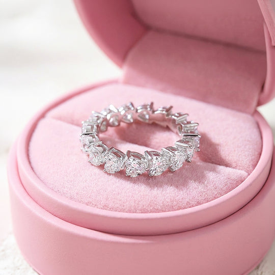 Heart Shape Moissanite Band Ring | 925 Sterling Silver | PRM7192