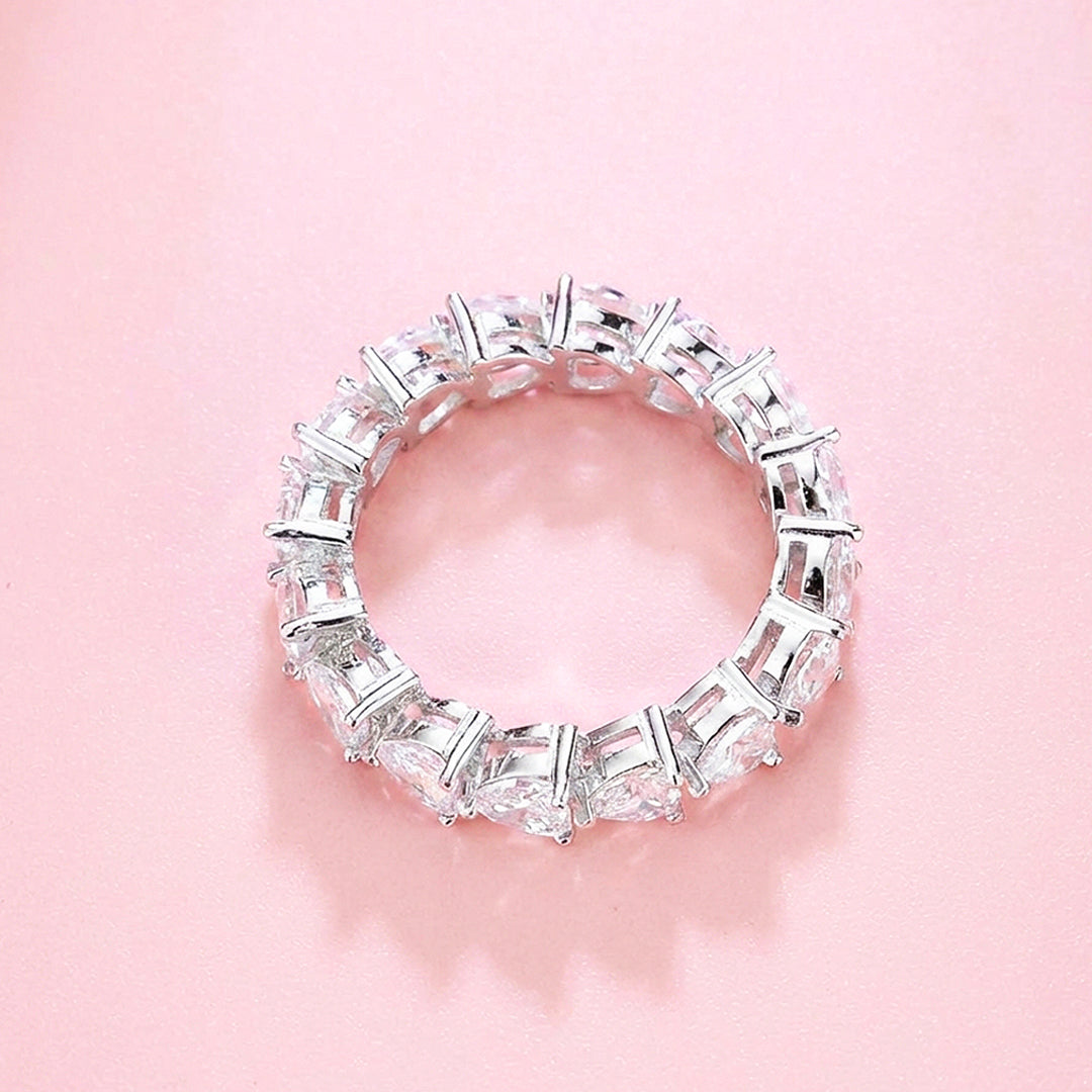 Heart Shape Moissanite Band Ring | 925 Sterling Silver | PRM7192