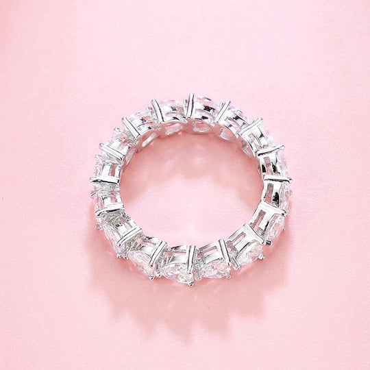 Heart Shape Moissanite Band Ring | 925 Sterling Silver | PRM7192