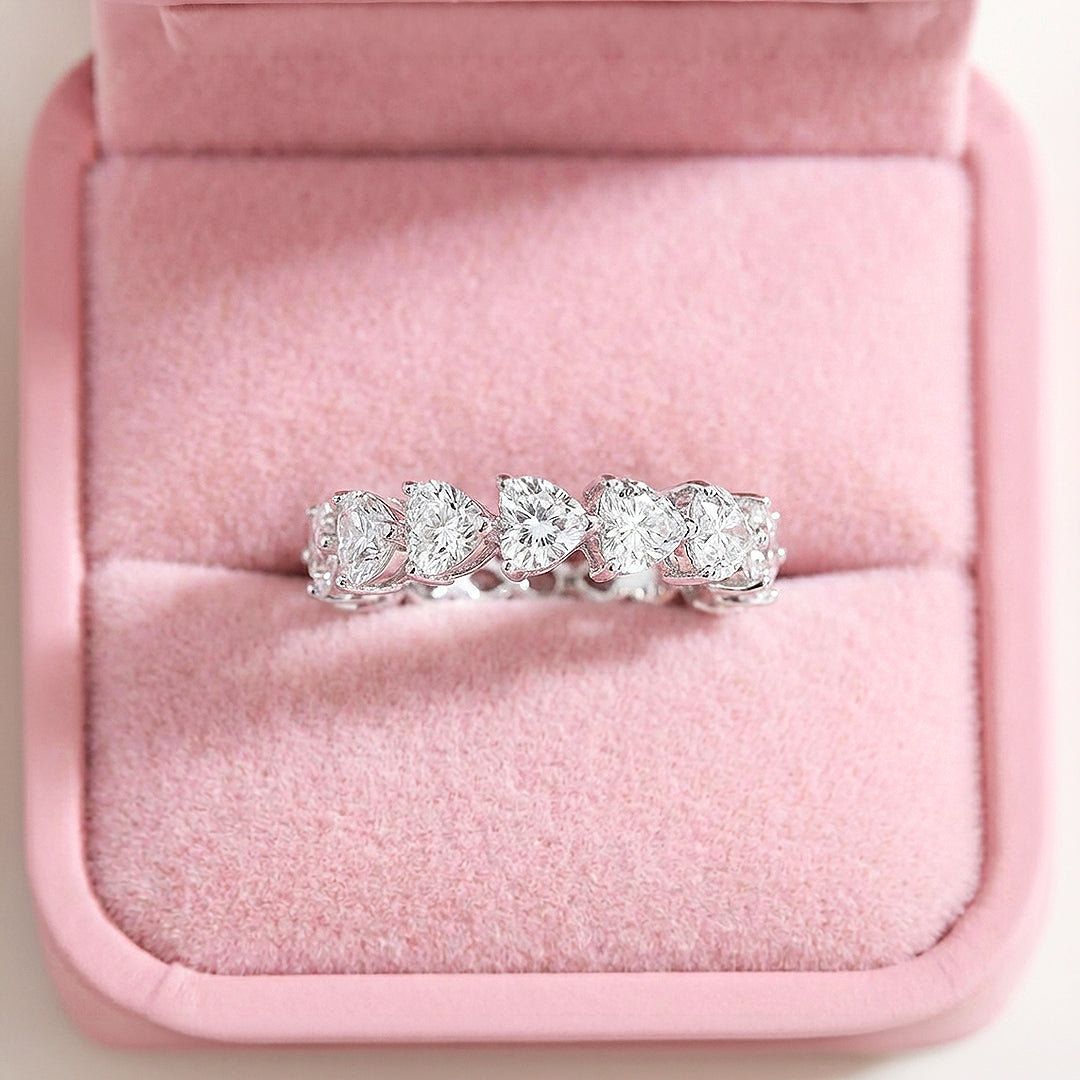 Heart Shape Moissanite Band Ring | 925 Sterling Silver | PRM7192