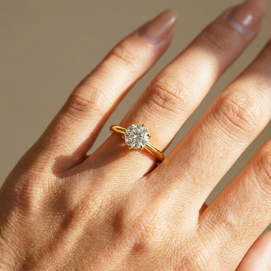 Moissanite Solitaire Engagement Ring | 925 Sterling Silver | PRM7198