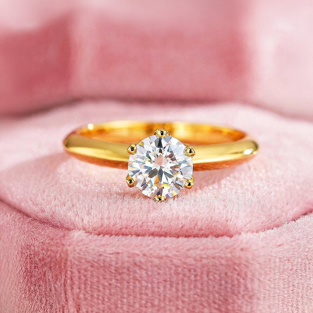 Moissanite Solitaire Engagement Ring | 925 Sterling Silver | PRM7198