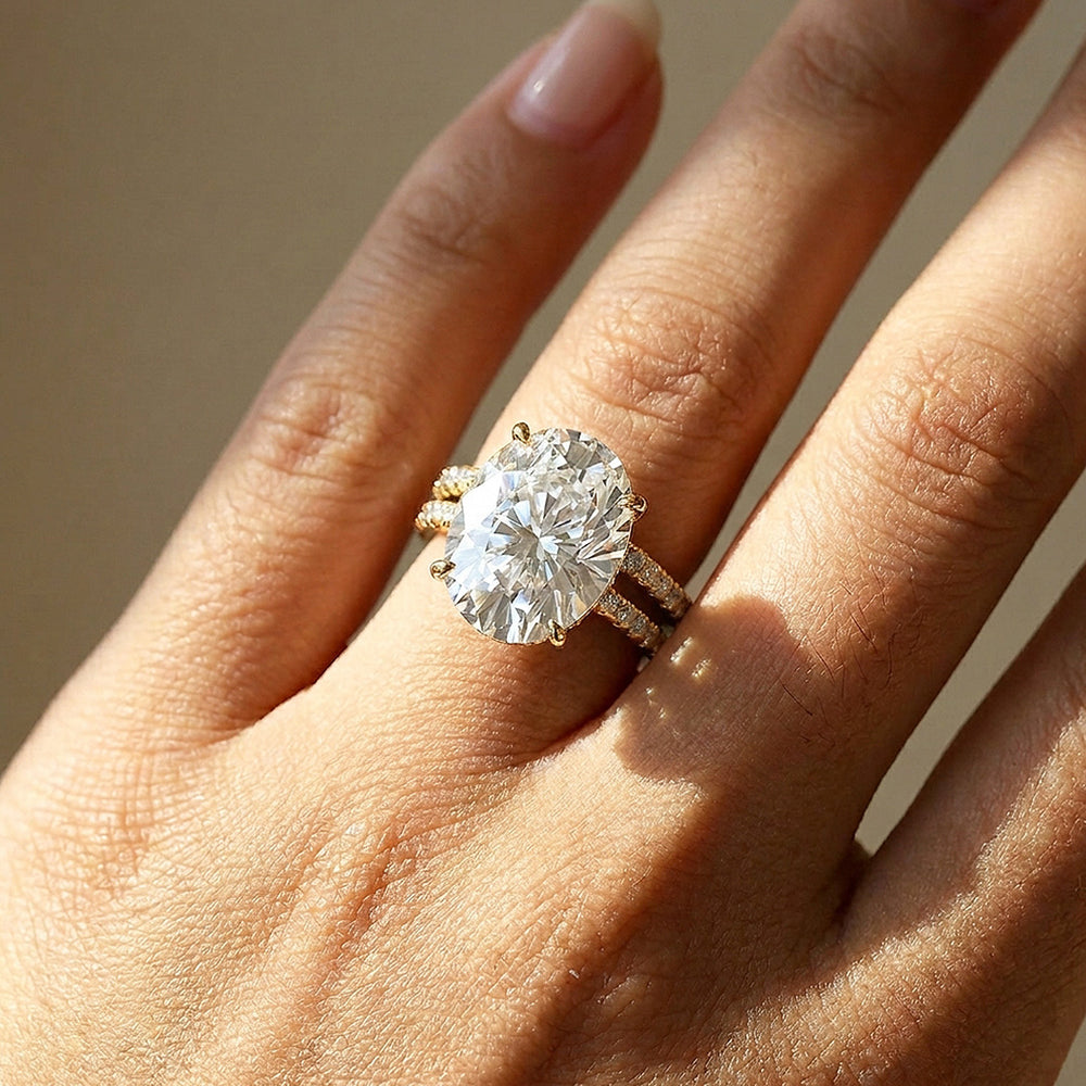 Oval-Cut Moissanite Engagement Ring Set of 2 | 925 Silver | PRM7201