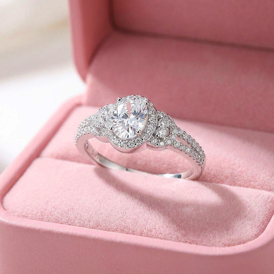 Oval-Halo Engagement Ring | 925 Silver | PRM7203