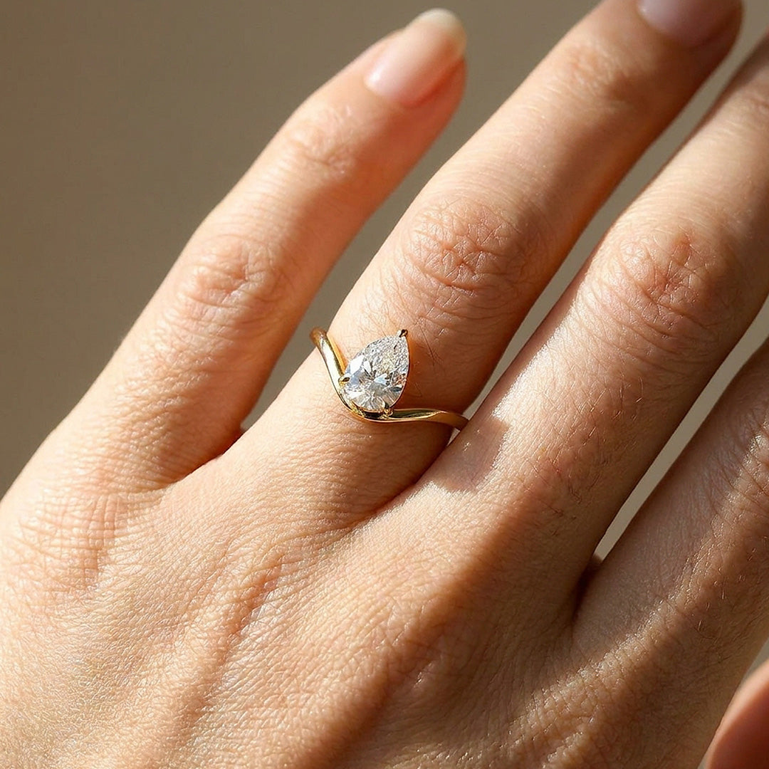 Pear-Cut Chevron Women Ring | 925 Silver | PRM7205