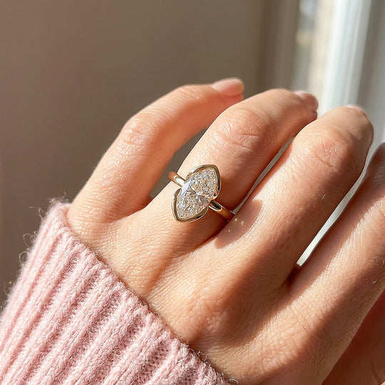 Marquise Moissanite Solitaire Ring | 925 Sterling Silver | PRM7208