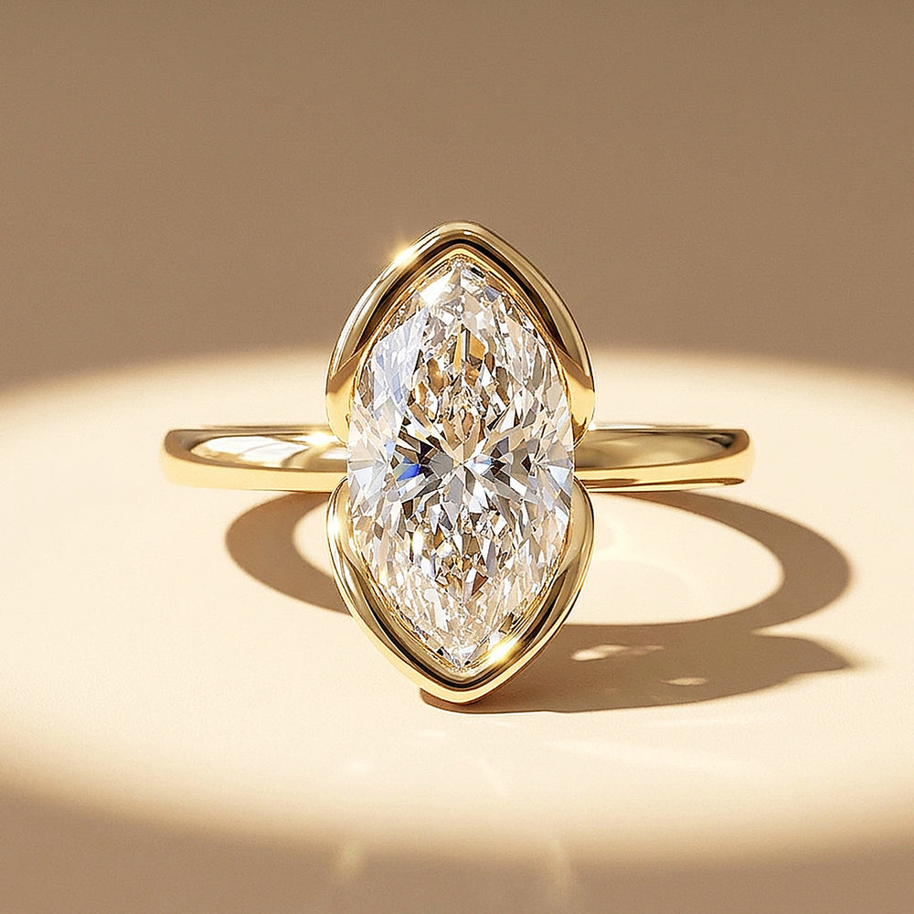 Marquise Moissanite Solitaire Ring | 925 Sterling Silver | PRM7208