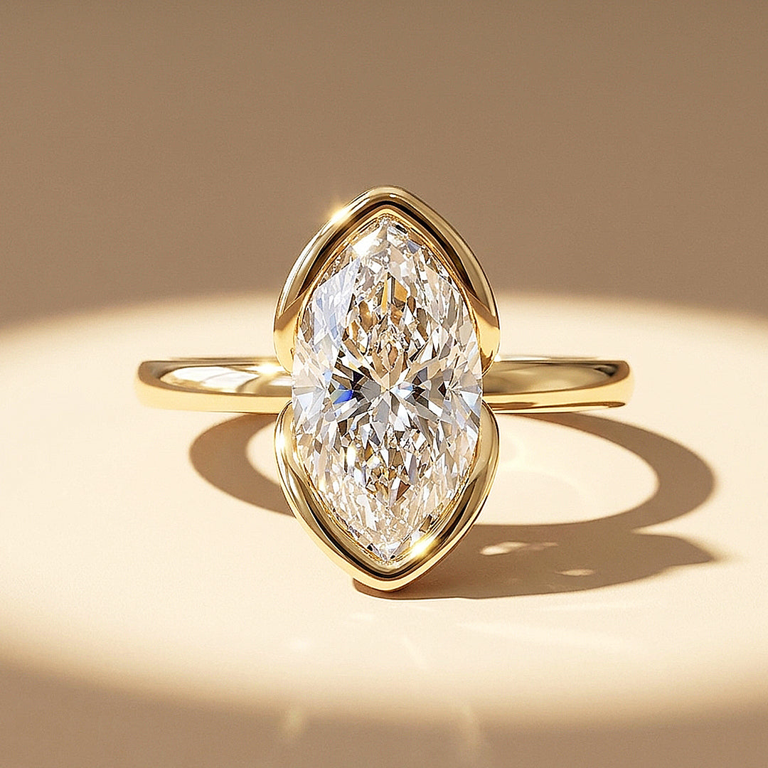 Marquise Moissanite Solitaire Ring | 925 Sterling Silver | PRM7208