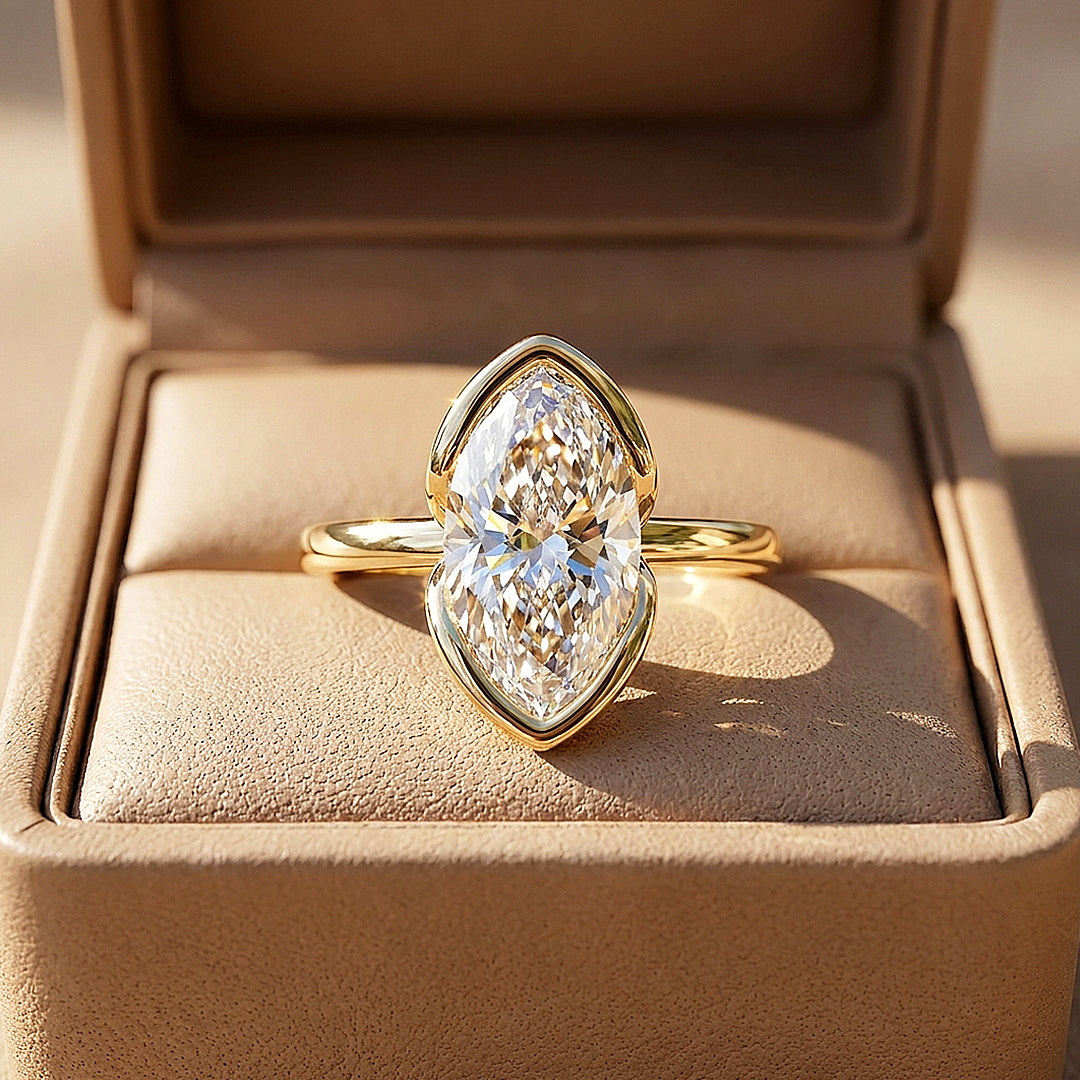 Marquise Moissanite Solitaire Ring | 925 Sterling Silver | PRM7208