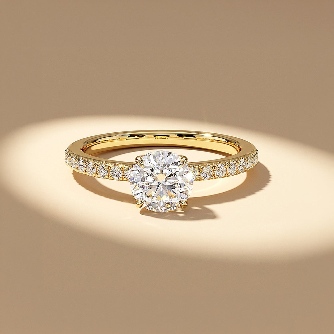Round Moissanite Pavé Band Ring | 925 Sterling Silver | PRM7209