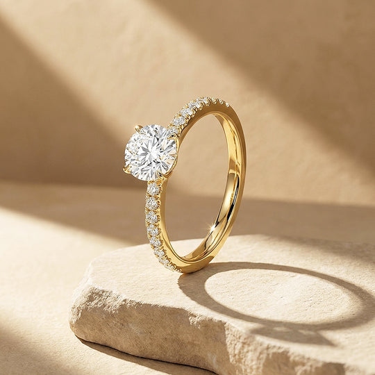 Round Moissanite Pavé Band Ring | 925 Sterling Silver | PRM7209