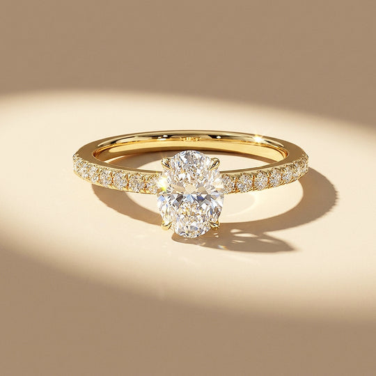 Oval Moissanite Pavé Band Ring | 925 Sterling Silver | PRM7210