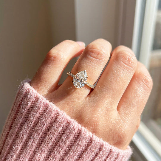 Pear-Shaped Moissanite Pavé Band Ring | 925 Sterling Silver | PRM7211