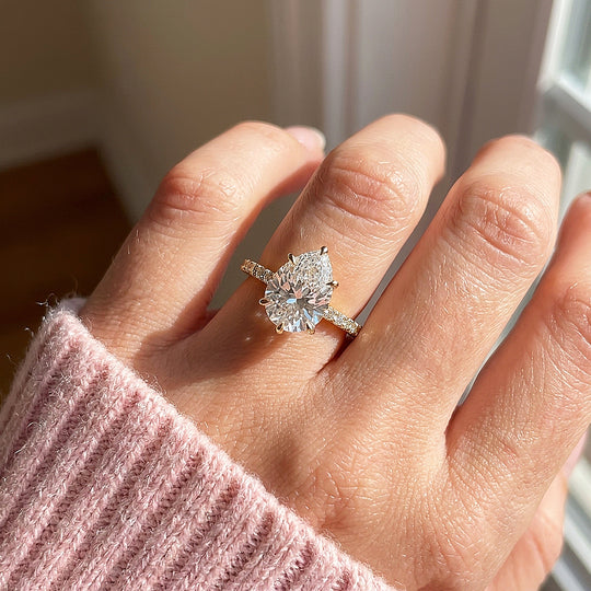 Pear-Shaped Moissanite Pavé Band Ring | 925 Sterling Silver | PRM7211
