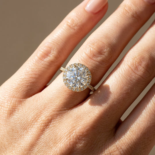 Round Moissanite Halo Ring | 925 Sterling Silver | PRM7218