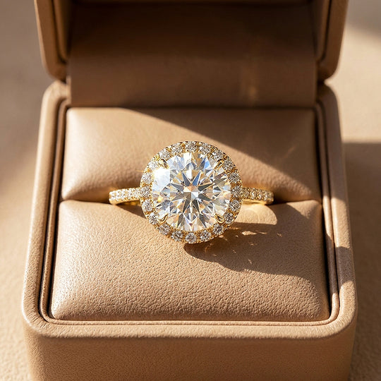 Round Moissanite Halo Ring | 925 Sterling Silver | PRM7218