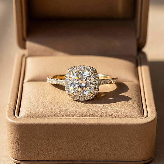 Cushion Moissanite Halo Ring | 925 Sterling Silver | PRM7220