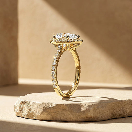 Pear Moissanite Halo Ring | 925 Sterling Silver | PRM7221