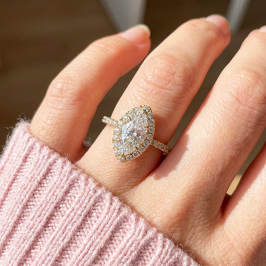 Marquise Moissanite Halo Ring | 925 Sterling Silver | PRM7222