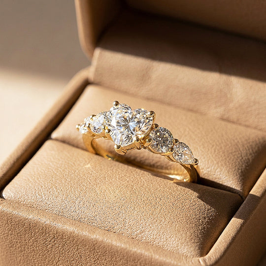 Five-Stone Heart Moissanite Ring | 925 Sterling Silver | PRM7223