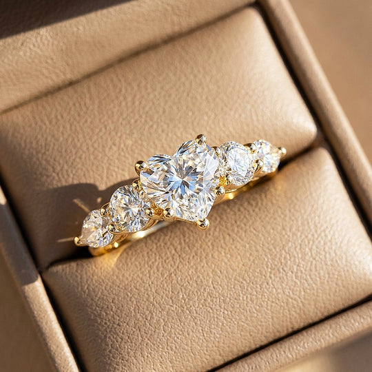 Five-Stone Heart Moissanite Ring | 925 Sterling Silver | PRM7223