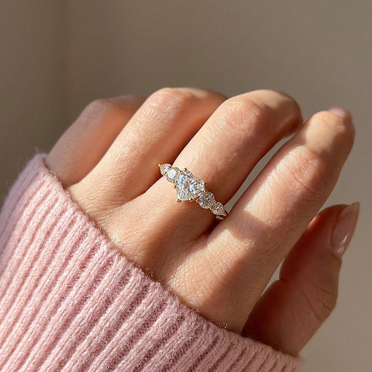 Five-Stone Heart Moissanite Ring | 925 Sterling Silver | PRM7223
