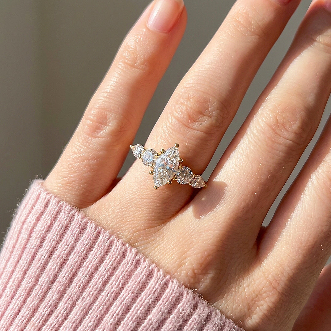 Five-Stone Marquise Moissanite Ring | 925 Sterling Silver | PRM7224