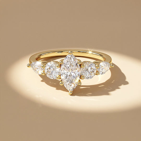 Five-Stone Marquise Moissanite Ring | 925 Sterling Silver | PRM7224