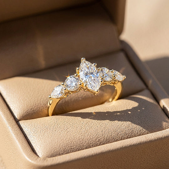 Five-Stone Marquise Moissanite Ring | 925 Sterling Silver | PRM7224