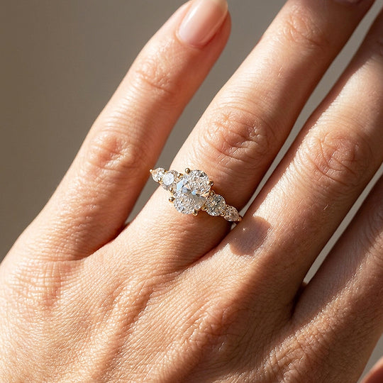 Five-Stone Oval Moissanite Ring | 925 Sterling Silver | PRM7225