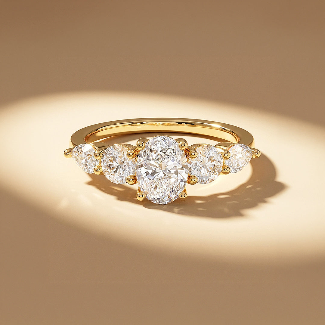 Five-Stone Oval Moissanite Ring | 925 Sterling Silver | PRM7225