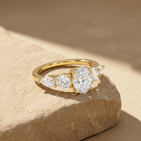 Five-Stone Oval Moissanite Ring | 925 Sterling Silver | PRM7225