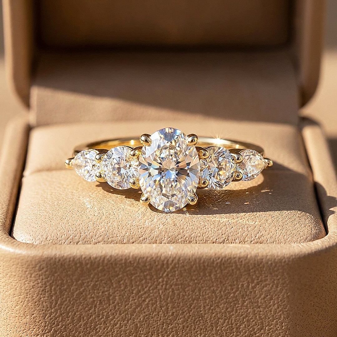 Five-Stone Oval Moissanite Ring | 925 Sterling Silver | PRM7225