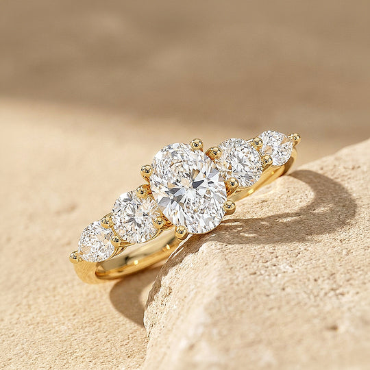 Five-Stone Oval Moissanite Ring | 925 Sterling Silver | PRM7225