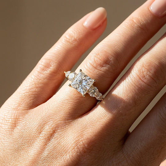 Five-Stone Princess-Cut Moissanite Ring | 925 Sterling Silver | PRM7226